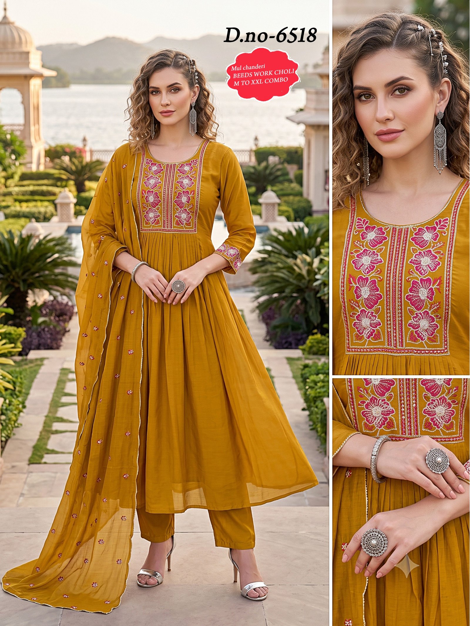 Mal Chanderi Beads Choli Work And Dupatta Work. #2